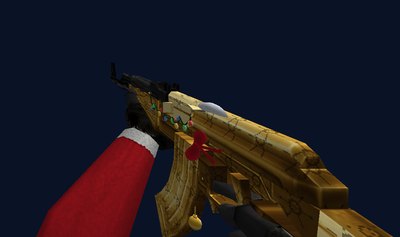 Золотой AK-47 с красным бантом