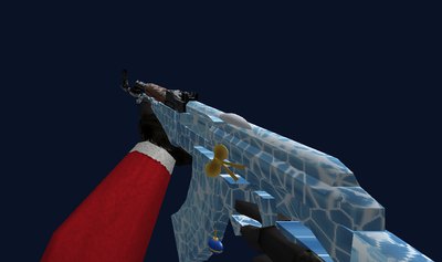 Ледяной AK-47 с сосульками и голубым шариком