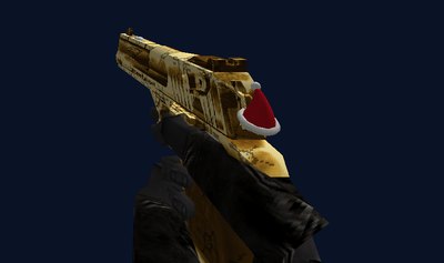 Золотой Desert Eagle с колпаком Деда Мороза